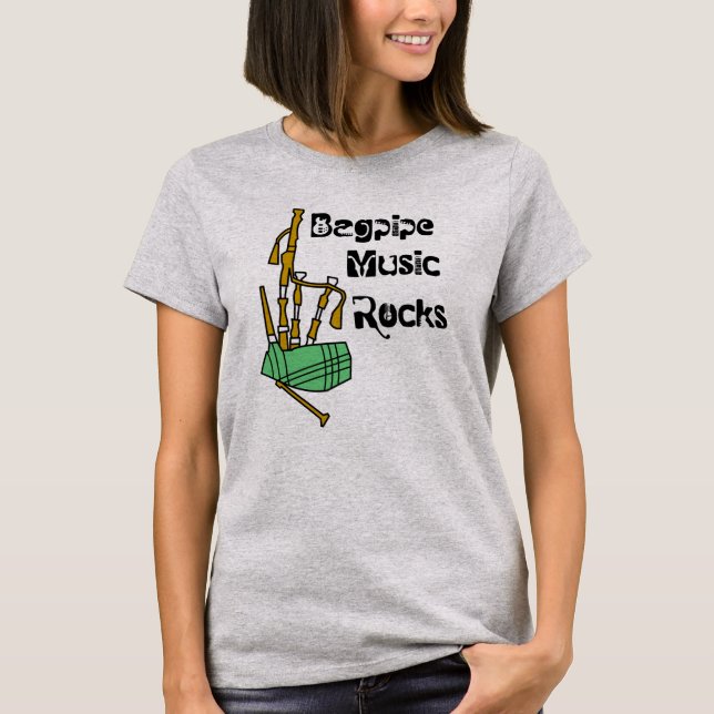 Bagpipe Music Rocks T-Shirt (Front)