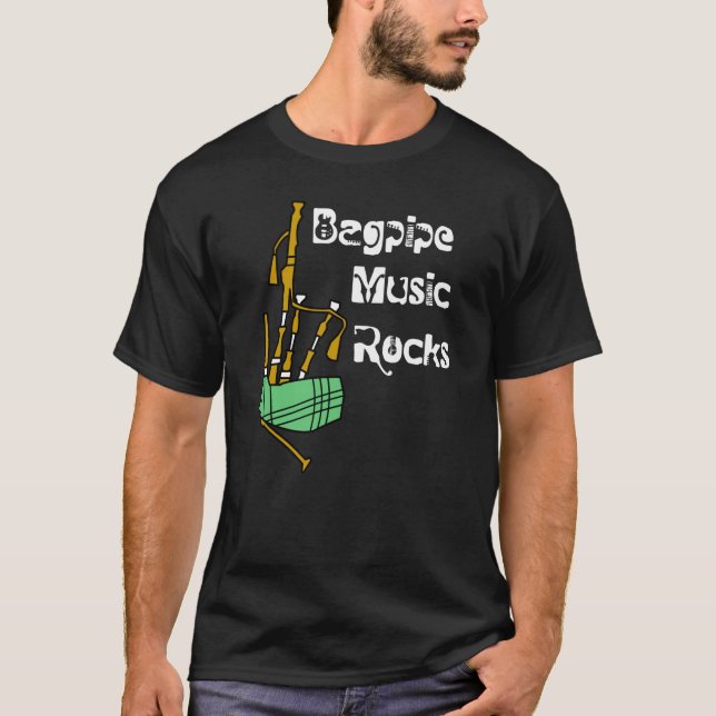 Bagpipe Music Rocks T-Shirt (Front)