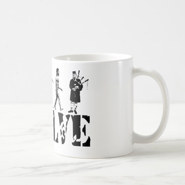 Bagpipe Pipers Bagpiper Musical Evolution Art Coffee Mug (Right)