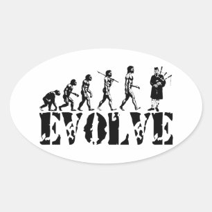 Bagpipe Pipers Bagpiper Musical Evolution Art Oval Sticker