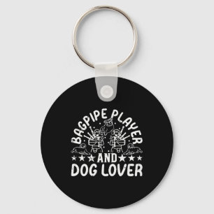 Bagpipe Player And Dog Lover - Bagpiping Dog Owner Keychain