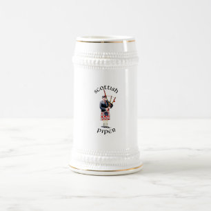 Bagpipe Player in Red Kilt Beer Stein