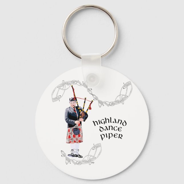 Bagpipe Player in Red Kilt Keychain (Front)