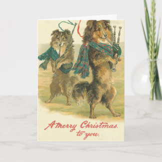 Bagpipe Playing Dogs Merry Christmas To You Holiday Card