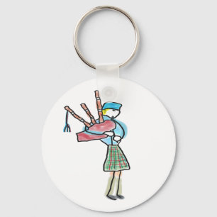 Bagpipe Playing Keychain