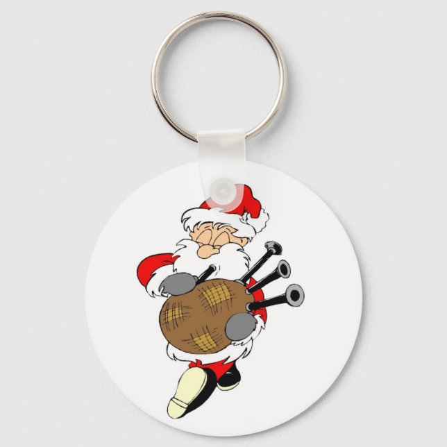 Bagpipe Santa Keychain (Front)