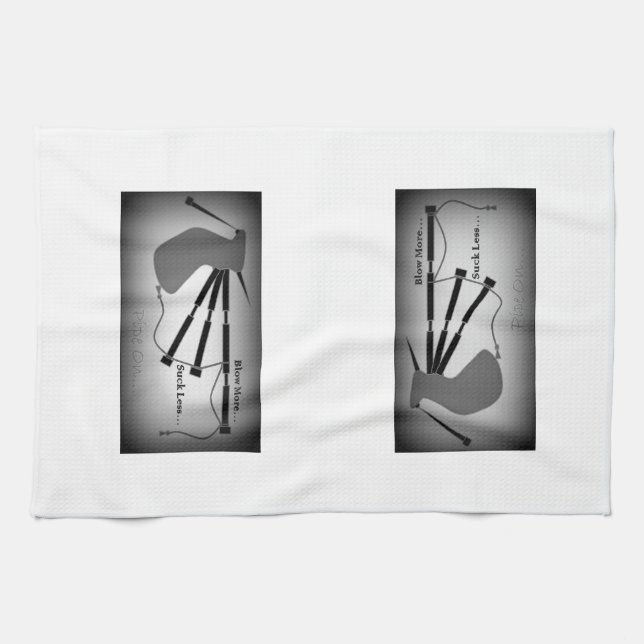 Bagpipe Theme (B/W) Kitchen Towel (Horizontal)
