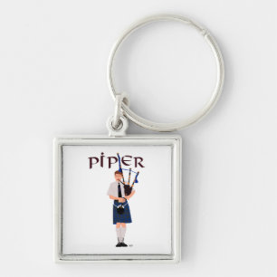 Bagpiper - Blue Kilt Keychain