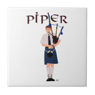 Bagpiper - Blue Kilt Tile