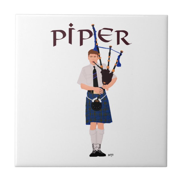 Bagpiper - Blue Kilt Tile (Front)