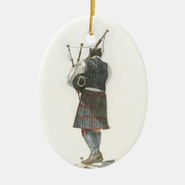 Bagpiper Ceramic Ornament (Front)