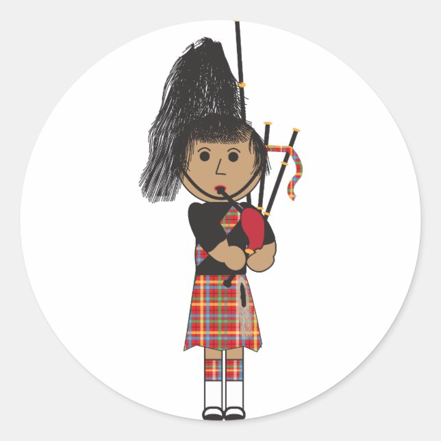 Bagpiper Classic Round Sticker (Front)