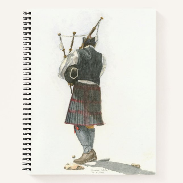Bagpiper on Beach Spiral Notebook (Front)