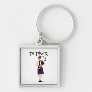 Bagpiper - Purple Kilt Keychain