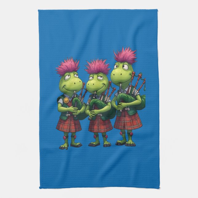 Bagpipers for Burns Supper Scottish Kitchen Towel (Vertical)