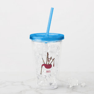 Bagpipes cartoon illustration acrylic tumbler