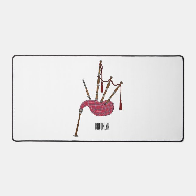 Bagpipes cartoon illustration  desk mat (Front)