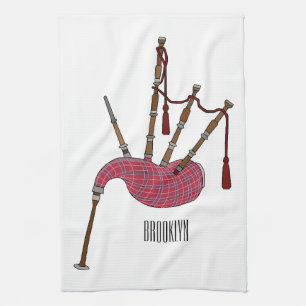 Bagpipes cartoon illustration kitchen towel