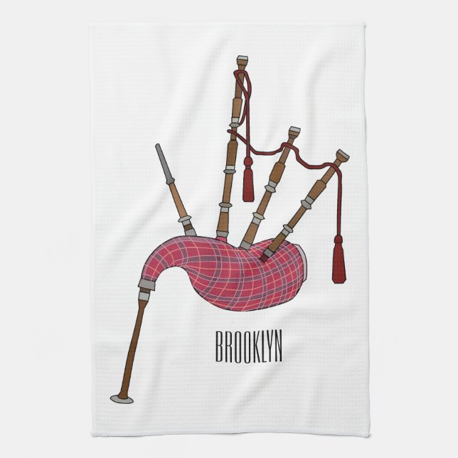 Bagpipes cartoon illustration  kitchen towel (Vertical)