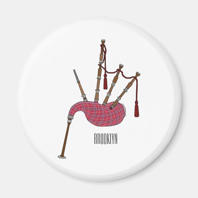 Bagpipes cartoon illustration  magnet (Front)