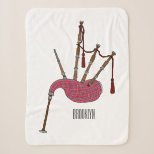 Bagpipes cartoon illustration sherpa blanket