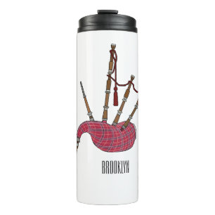 Bagpipes cartoon illustration thermal tumbler