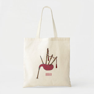 Bagpipes cartoon illustration tote bag