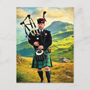 Bagpipes in Scotland, AI-generated, Postcard