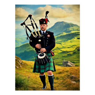 Bagpipes in Scotland, AI-generated, Poster