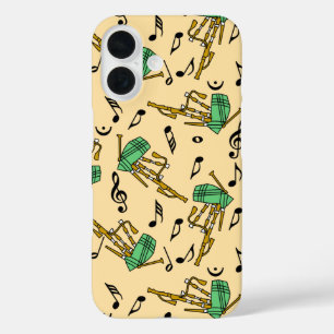 Bagpipes Music Note Pattern iPhone 16 Case