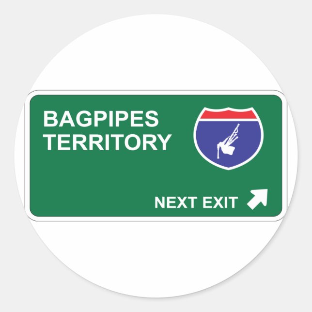 Bagpipes Next Exit Classic Round Sticker (Front)