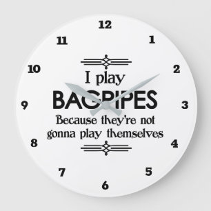 Bagpipes - Play Itself Funny Deco Music Large Clock