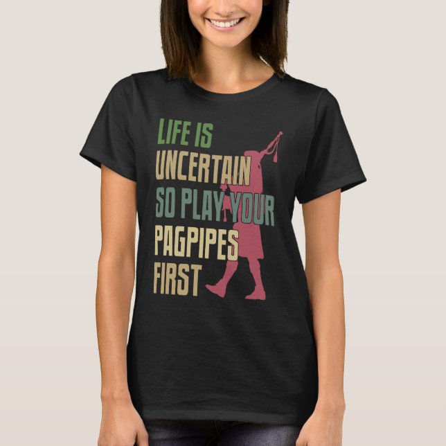 Bagpipes Player Retro Style T-Shirt (Front)