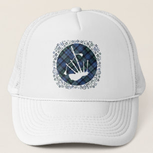 Bagpipes Silhouette on Tartan Trucker Hat