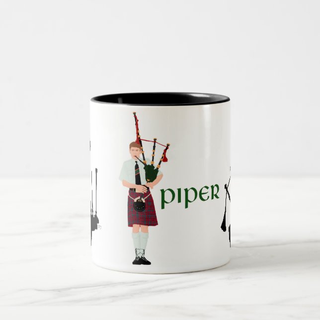 Bagpipes Silhouette Two-Tone Coffee Mug (Center)