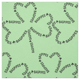 Bagpipes Text Shamrock Fabric