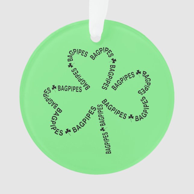 Bagpipes Text Shamrock T-Shirt Ornament (Front)