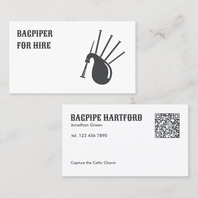 Bagpiping Custom QR Business Card (Front/Back)
