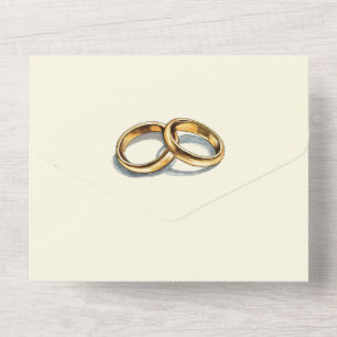 Bagues d'or faire-part de mariage et RSVP