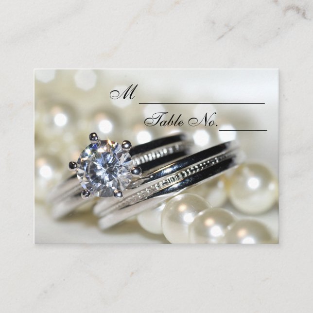 Bagues et perles blanches Mariage Carte Place (Devant)