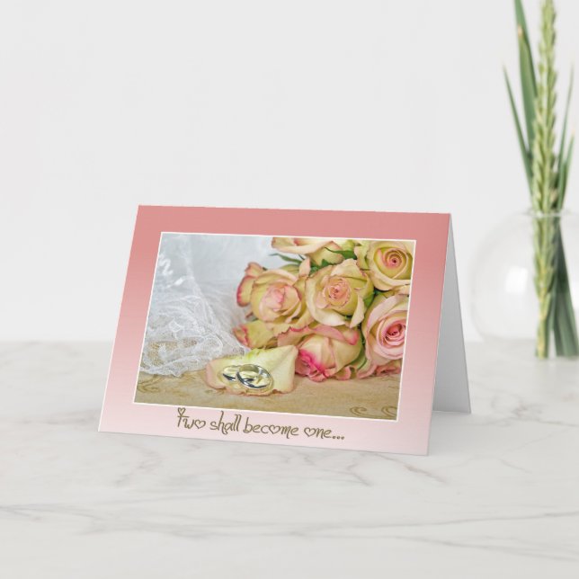 Bagues mariages sur carte Rose Pétale (Devant)