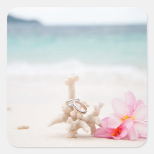 Bagues mariages Sur Le Sticker Carré De Plage