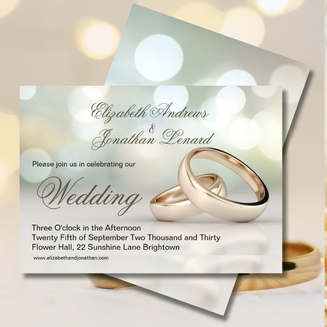 Bagues or élégant Faire-part de mariage simple (Créateur téléchargé)