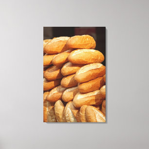 Baguette, bread, for sale in street by hawker. canvas print