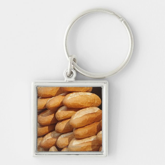 Baguette, bread, for sale in street by hawker. keychain (Front)