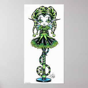 Baguette Jinxy Pixie Green Jester Poster