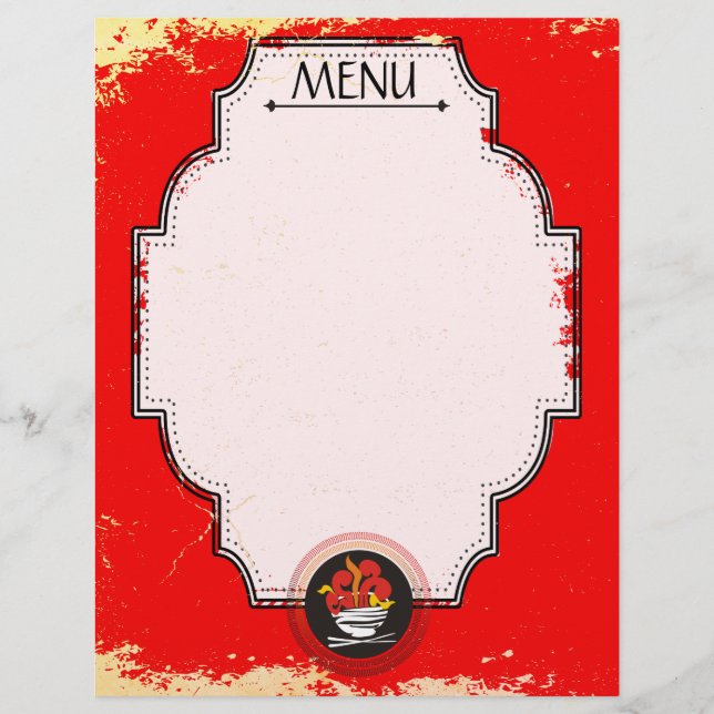 Baguettes de menu du bac à feu asiatique en-tête (Devant)