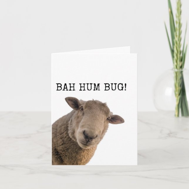 Bah Hum Bug, Drôle, Mignonne, Moutons, Carte de No (Devant)