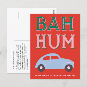 Bah Hum Bug Illustrated Holiday Postcard