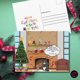 Bah Hum Cat Funny Christmas Holiday Postcard